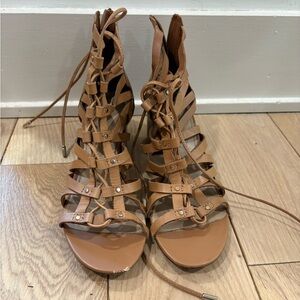 Aldo Cognac Lace-Up Gladiator Heels